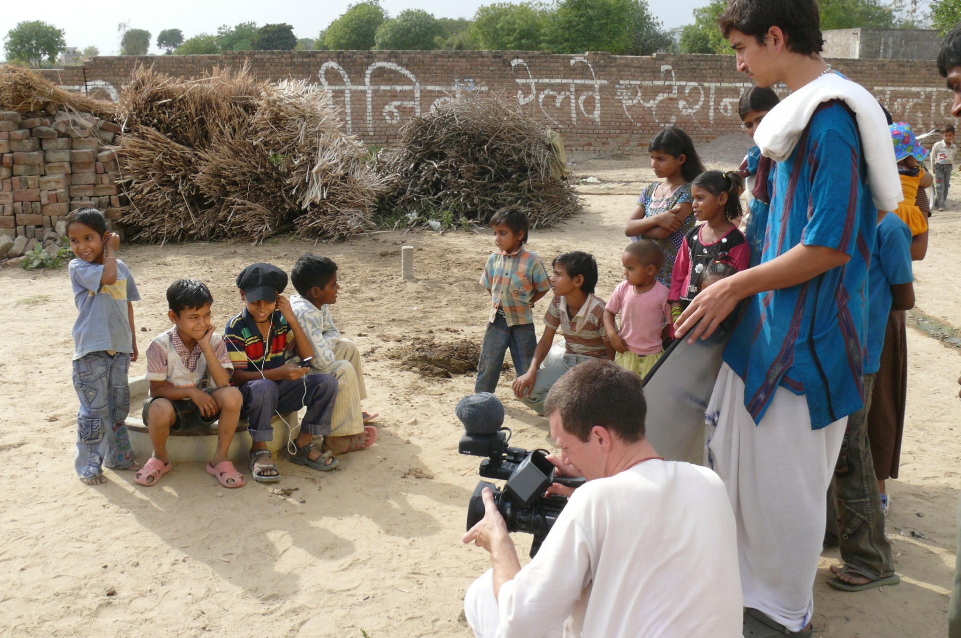 You set to film a scene with one village boy, you end up with the whole village gather around as a free extra. Filming a scene with Rishabh, one of the key characters of 'Reconnection', a multi-award winning film.