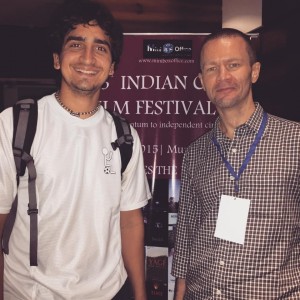 The part of the 'Reconnection' crew, Radha Mohan Rajani, Camera 1st Assistant, and Maksim Varfolomeev, film director. Indian Cine Film Festival, Mumbai, india, September 2015.