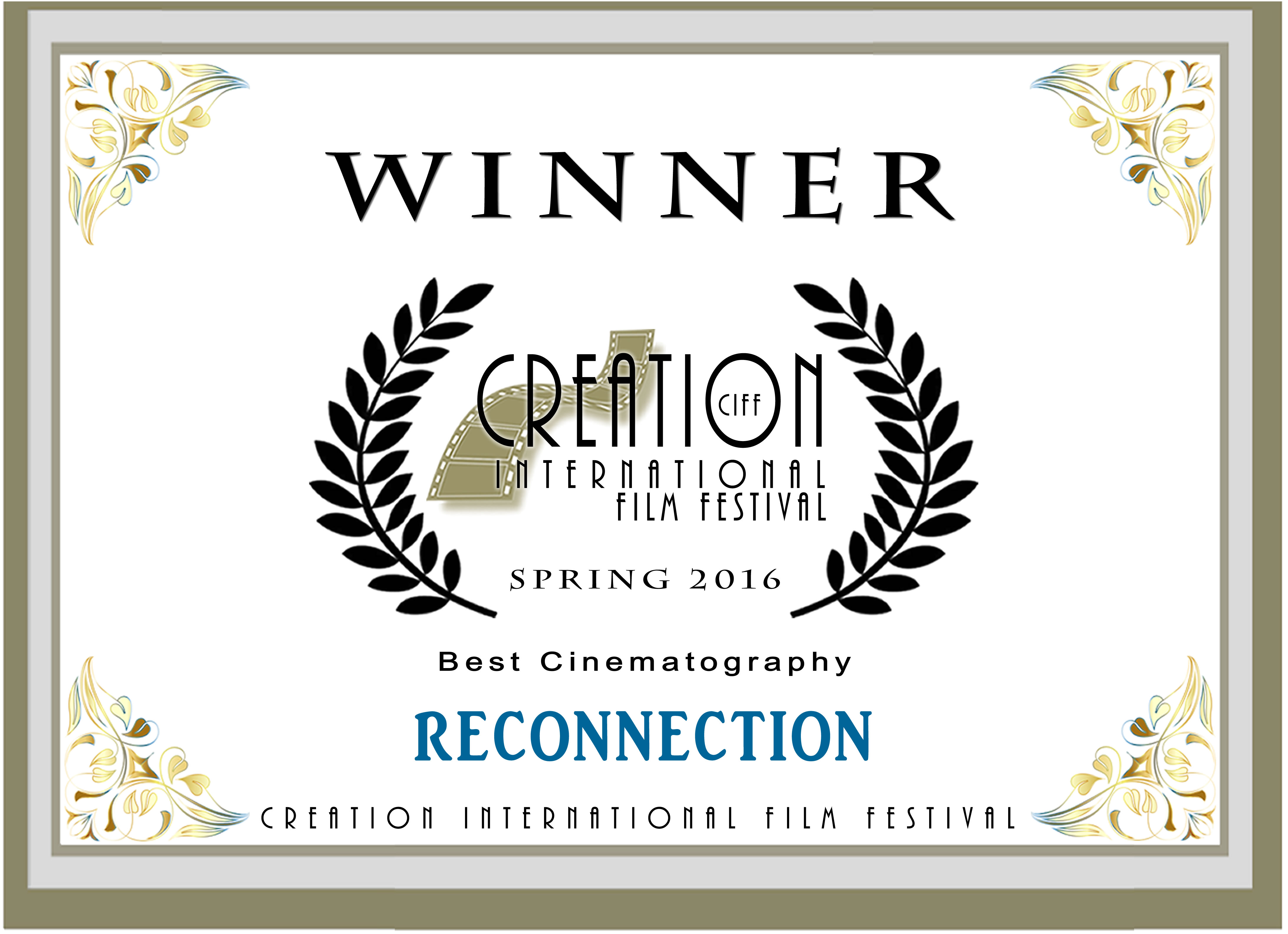 Featured image for “Reconnection Wins the Best Cinematography Award at Creation International Film Festival”