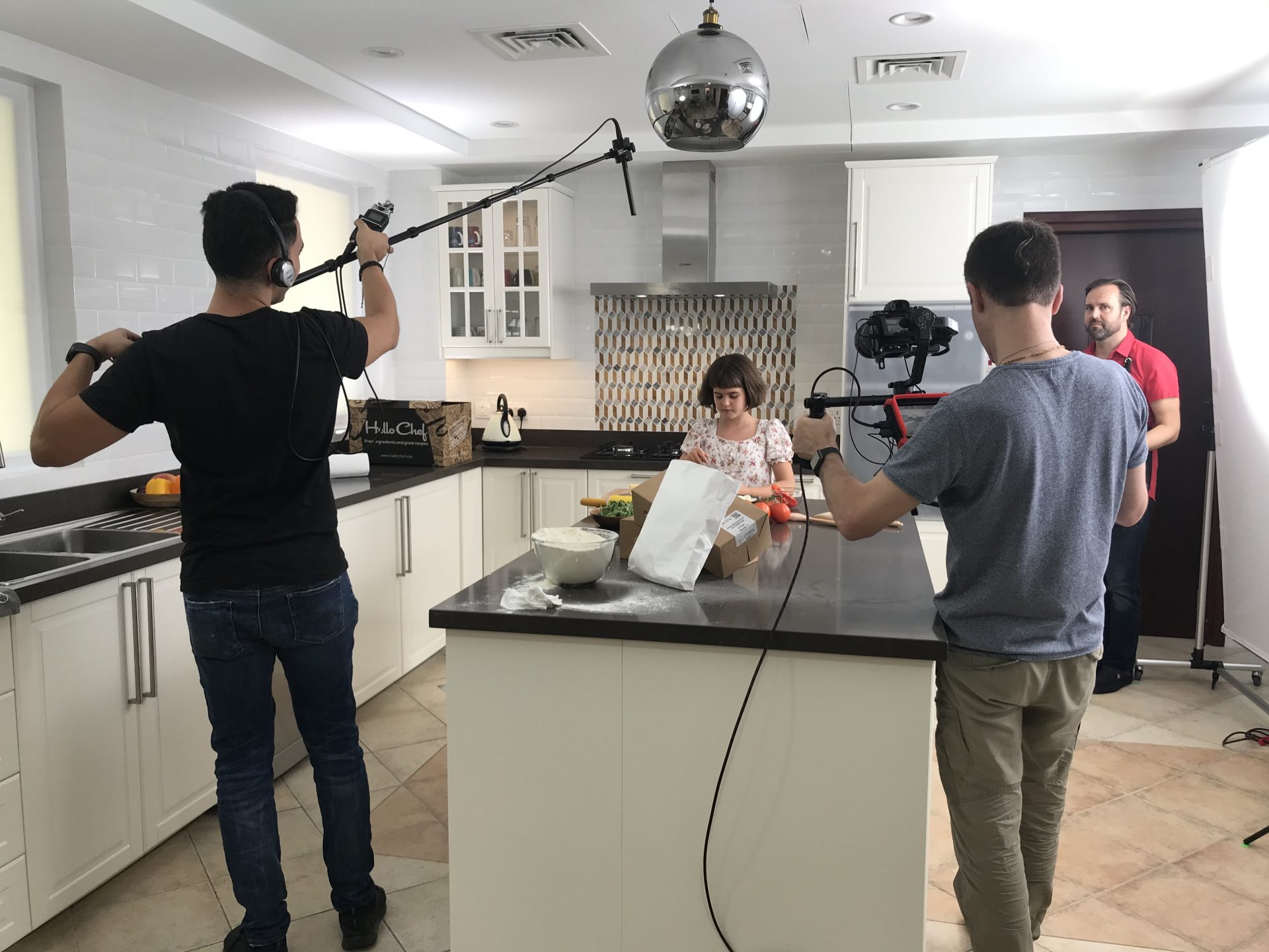 Shooting a commercial for Hello Chef with a minimal crew during pre-COVID times. A production of FIVE Pictures FZ LLE, Dubai