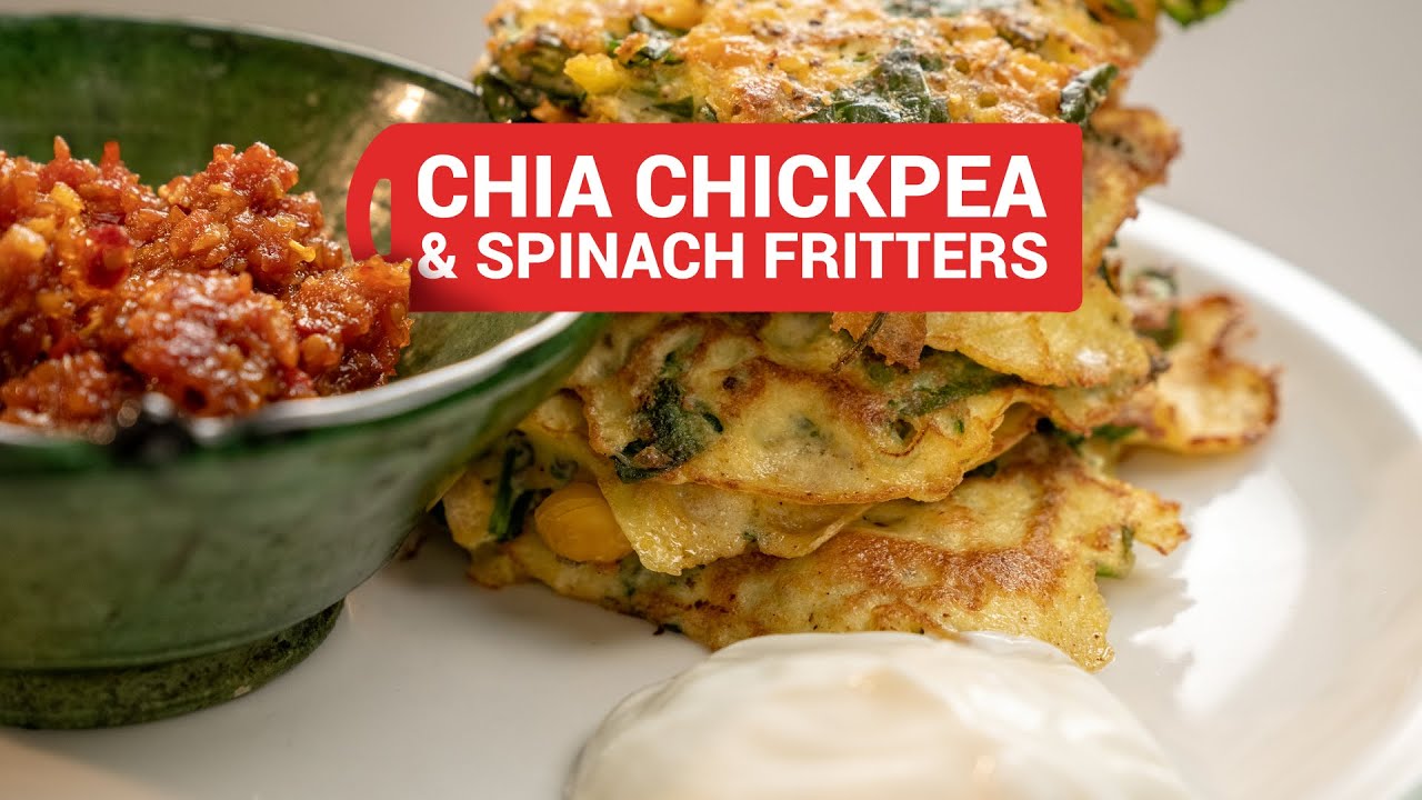 Featured image for “Spinach Fritters & Chia Chickpea Recipe – Cooking Show”